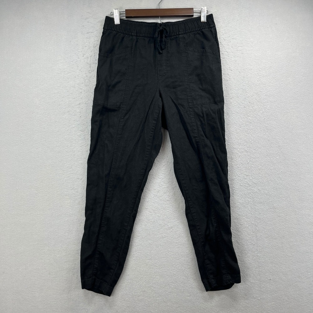 Old Navy Pants Womens S Black Linen Blend High Rise Minimalist Tapered Pull On